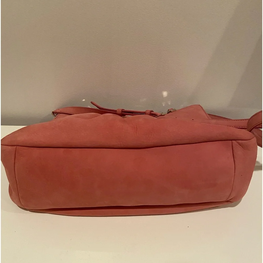 Authentic Kate Spade Madison Ave Suede Bow Pink Peach Color Handbag Satchel